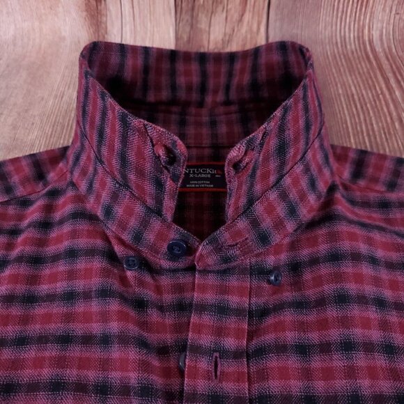 UNTUCKit Calder Mens Size XL Red Black Plaid Flannel Long Sleeve Button Up Shirt - Picture 8 of 16